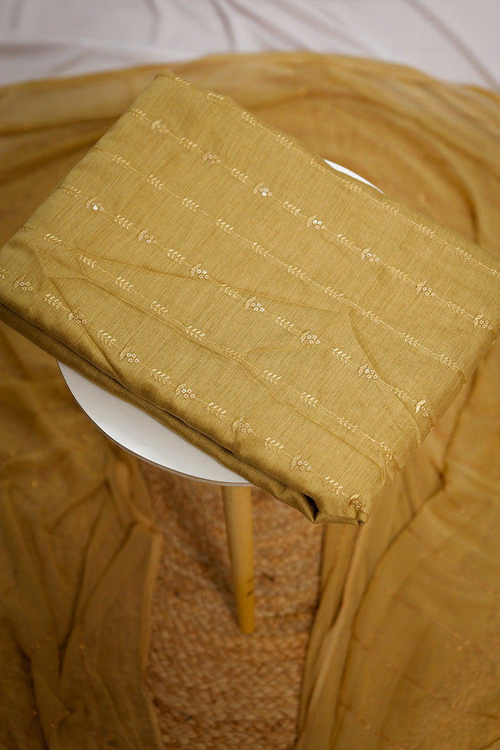 Soft Lavender Unstitched Salwar Suit with Subtle Thread Detailing & Organza Dupatta