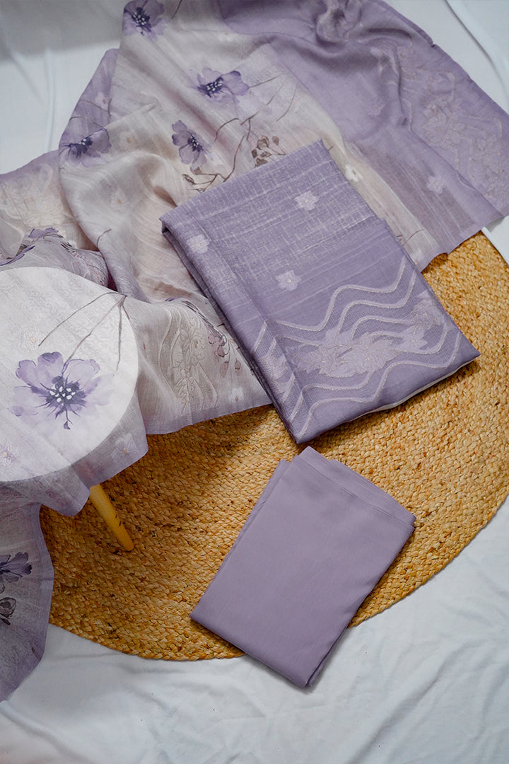 Lavender Bliss Printed Unstitched Salwar Set