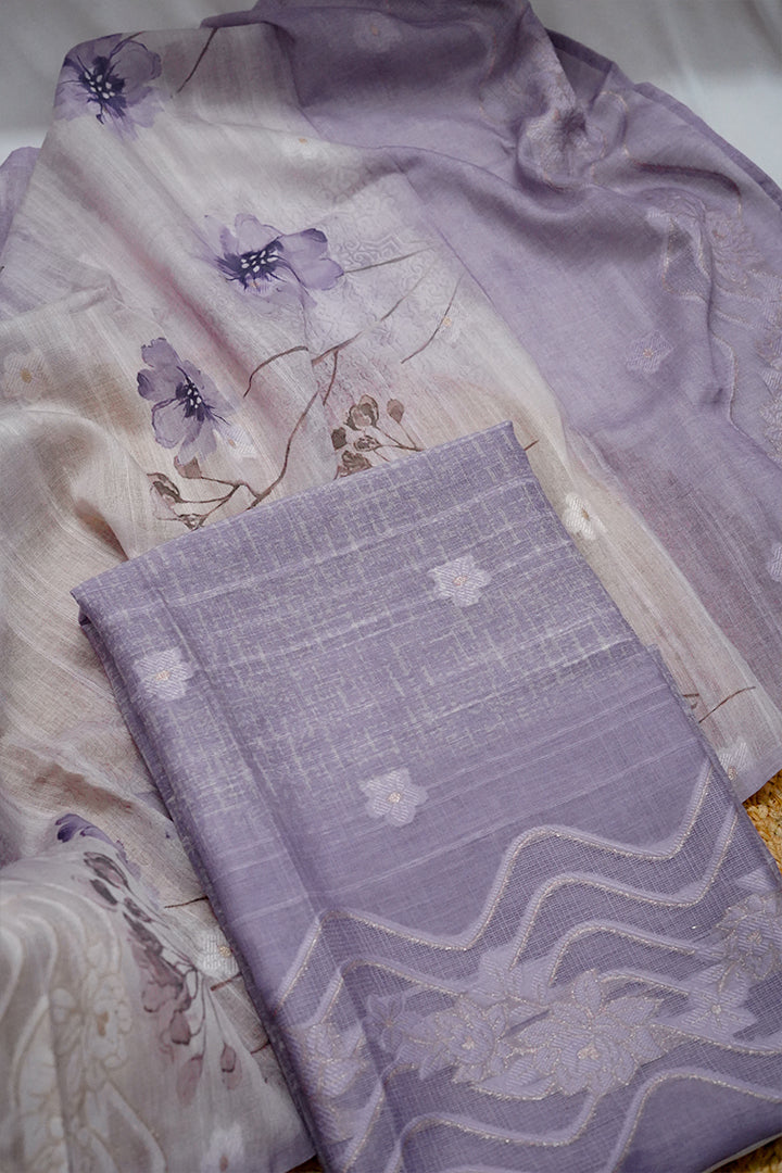 Lavender Bliss Printed Unstitched Salwar Set