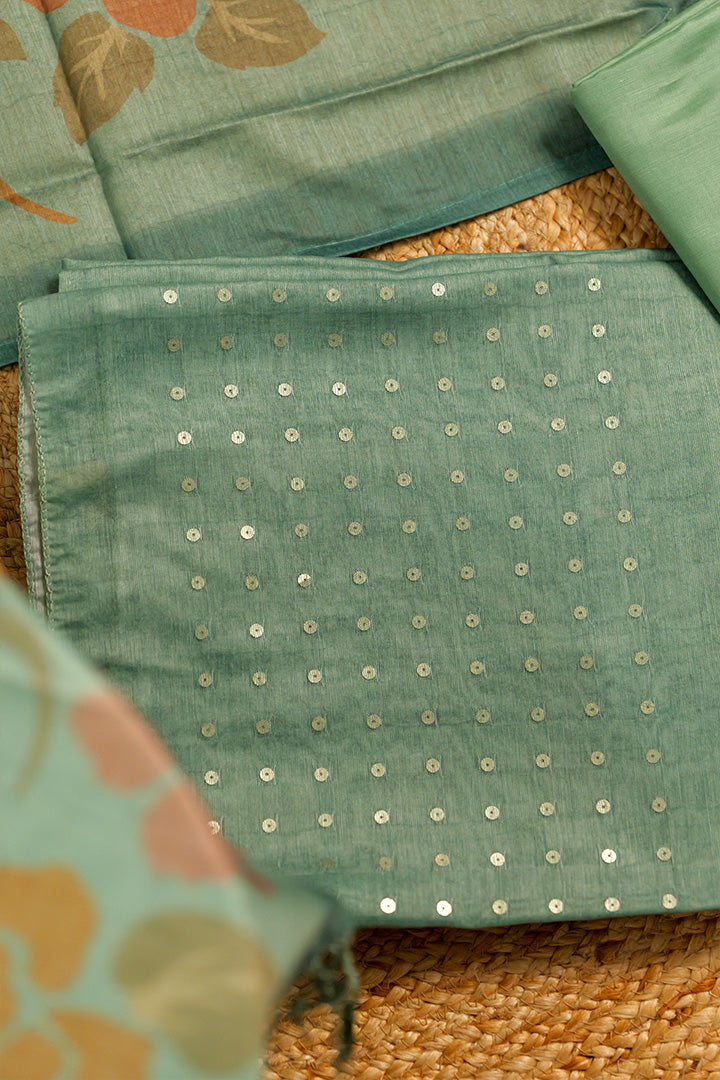 Elegant Silk Line Top with Printed Dupatta