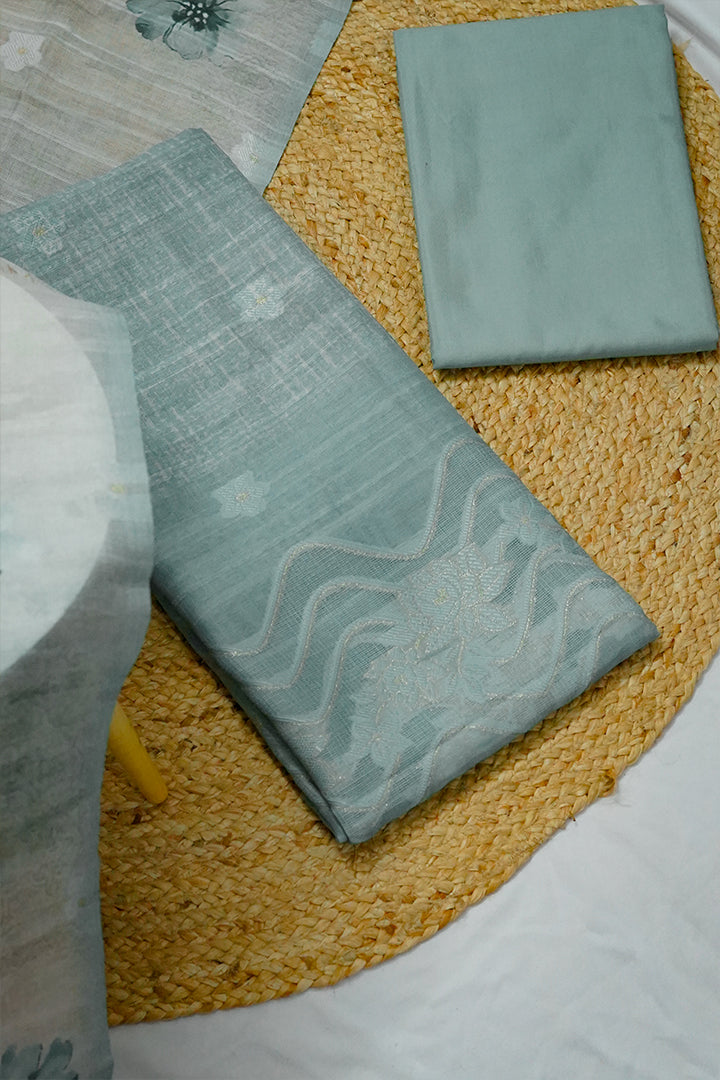 Pastel Green Printed Salwar Set with Subtle Embroidery