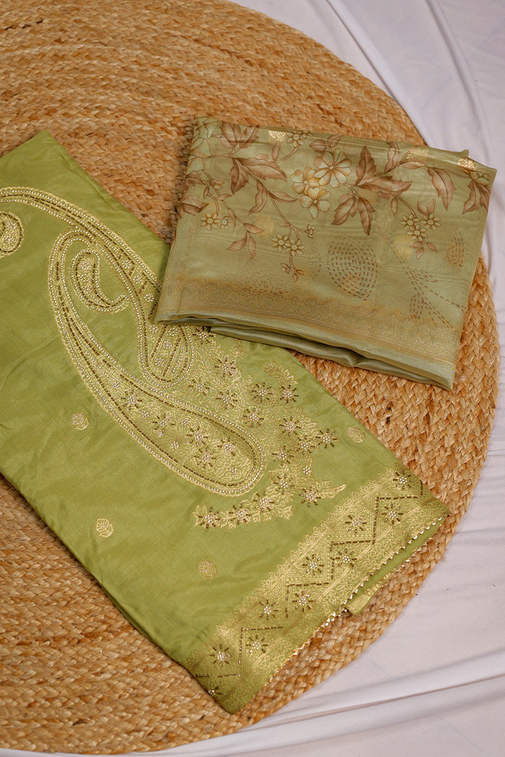 Peach Embroidered Cotton Suit with Elegant Zari Detailing