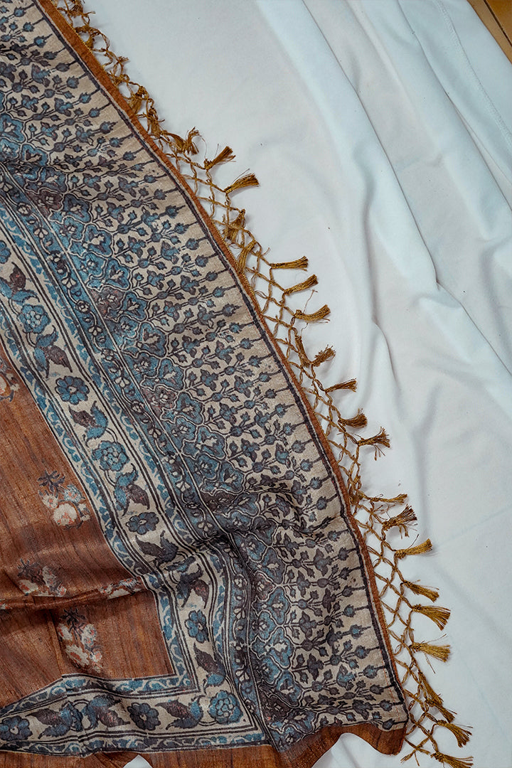 Classic Brown Printed Salwar Set with Contrast Dupatta