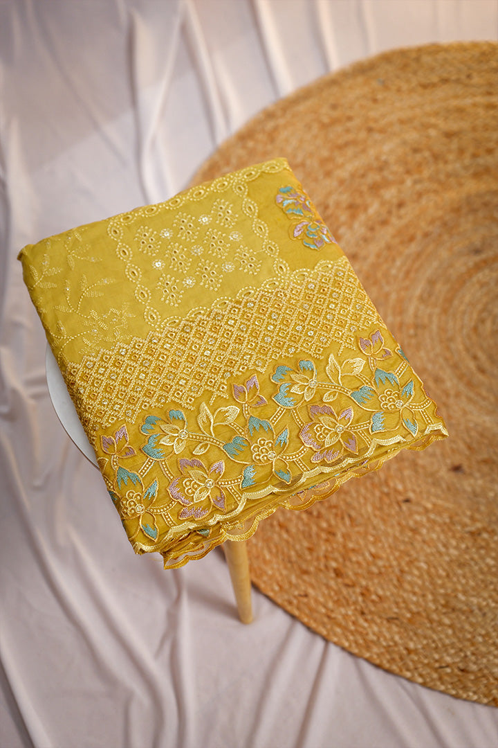 Lavender Cotton Suit with Thread and Cutwork Embroidery